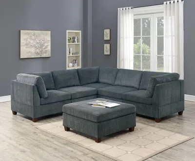 Streamdale Furniture Streamdale Chenille Modular Sectional 6 Piece Set - Modern Living Room In Gray