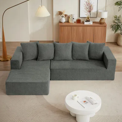 Streamdale Furniture Streamdale Chenille Modular Sectional Sofa, Cloud Couch For Living Room