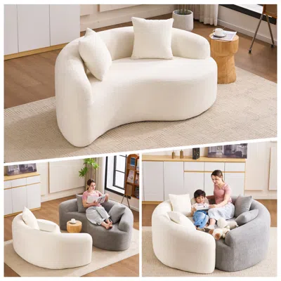 Streamdale Furniture Streamdale Chenille S-curve Sectional Sofa: Dual-depth, White, No Assembly, Compact, 66.9"l