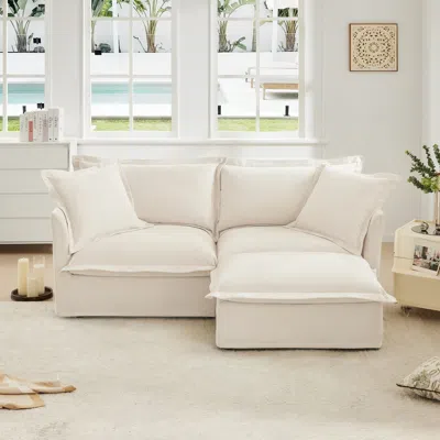 Streamdale Furniture Streamdale Chenille Sectional Sofa With Ottoman And Pillows