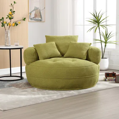 Streamdale Furniture Streamdale Chenille Sleeper Sofa Chair - Modern Fluffy Lounge Seat In Green