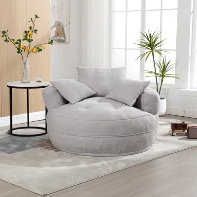 Streamdale Furniture Streamdale Chenille Sleeper Sofa Chair - Modern Fluffy Lounge Seat In Gray