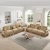 Streamdale Furniture Streamdale Chenille Sleeper Sofa With Ottomans - Light Coffee In Neutral