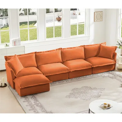 Streamdale Furniture Streamdale Chenille Slipcovered L-shape Sectional Sofa - Orange