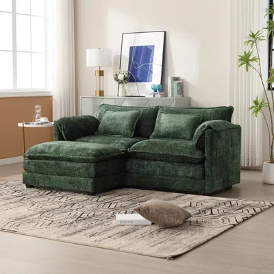 Streamdale Furniture Streamdale Chenille Sofa With Removable Armrests And Footstool