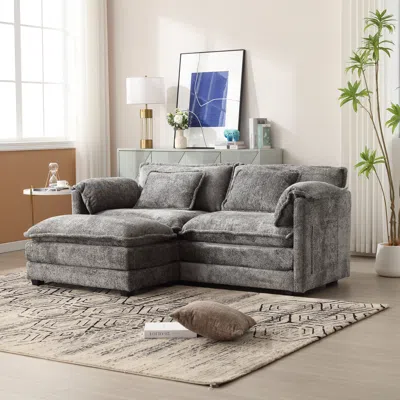 Streamdale Furniture Streamdale Chenille Sofa With Removable Arms, Pockets, And Foam Fill