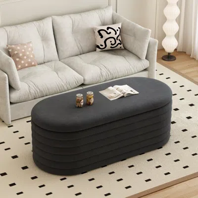 Streamdale Furniture Streamdale Chenille Storage Ottoman Bench - 40" Black