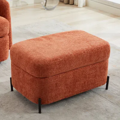 Streamdale Furniture Streamdale Chenille Storage Ottoman Orange