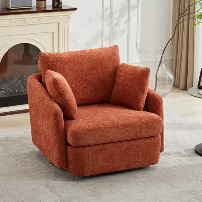 Streamdale Furniture Streamdale Chenille Swivel Accent Chair With Pillows