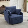 Streamdale Furniture Streamdale Chenille Swivel Accent Chair With Pillows In Blue