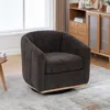 Streamdale Furniture Streamdale Chenille Swivel Barrel Chair, Tufted Pumpkin Armchair - Charcoal In Gray