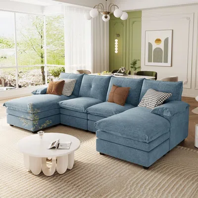 Streamdale Furniture Streamdale Chenille U-shaped Sectional Sofa With Adjustable Pillows