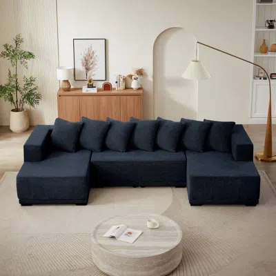 Streamdale Furniture Streamdale Chenille U-sofa: Minimalist Sectional Sofa