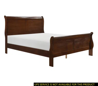 Streamdale Furniture Streamdale Cherry Finish Louis Philippe Style 1 Piece Queen Size Sleigh Bed In Brown