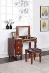 Streamdale Furniture Streamdale Cherry Vanity Set With Stool And Storage
