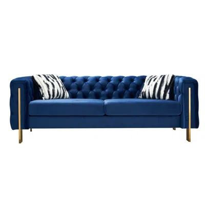Streamdale Furniture Streamdale Chesterfield Modern Tufted Velvet Living Room Sofa, 84.25"w Couch,blue