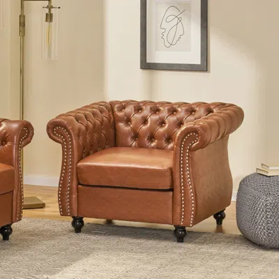 Streamdale Furniture Streamdale Chesterfield Style Accent Chair With Nailhead Trim