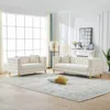 Streamdale Furniture Streamdale Chesterfield Velvet Sofa, 3+2 Seater, Button Nailhead, Beige In White