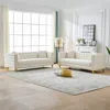 Streamdale Furniture Streamdale Chesterfield Velvet Sofa, 3+3 Seater, Button Nailhead, Beige In White
