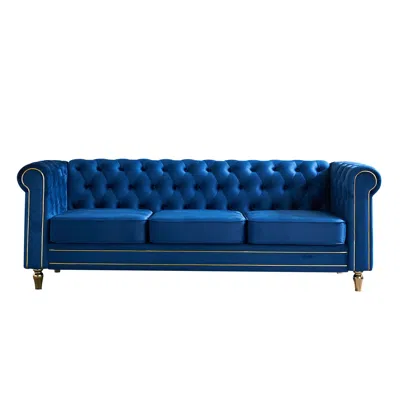Streamdale Furniture Streamdale Chesterfield Velvet Sofa 84.65 Inch For Living Room