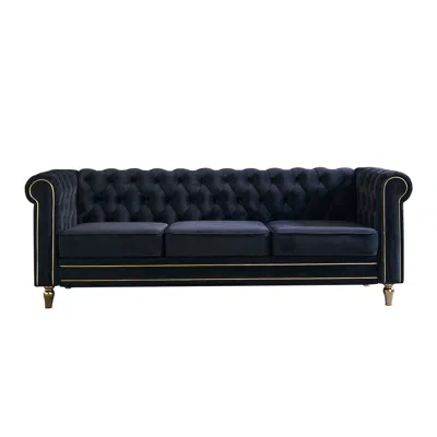 Streamdale Furniture Streamdale Chesterfield Velvet Sofa 84.65 Inch For Living Room