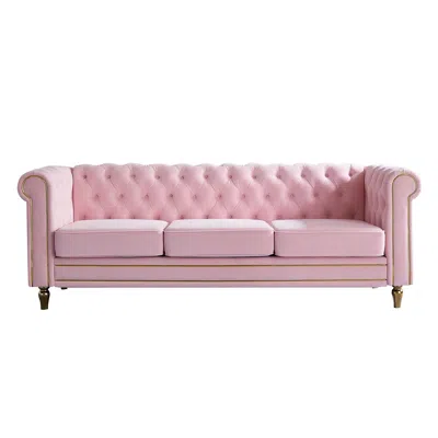 Streamdale Furniture Streamdale Chesterfield Velvet Sofa 84.65 Inch For Living Room Color