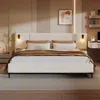 Streamdale Furniture Streamdale Chic Boucle Upholstered Bed With Integrated Lights And Shelves, White, Queen In White