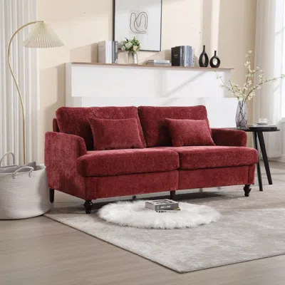 Streamdale Furniture Streamdale Chic Chenille Loveseat Couch In Red