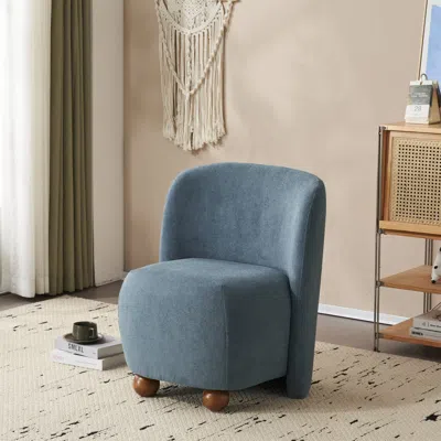 Streamdale Furniture Streamdale Chic Low-back Accent Chair With Round Pinewood Feet For Cozy Spaces
