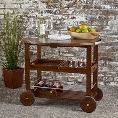 Streamdale Furniture Streamdale Christopher Knight Home Tillary Outdoor Bar Cart With Drop Leaf And Wine Rack
