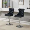 Streamdale Furniture Streamdale Chrome Swivel Velvet Barstools, Adjustable 25-33", Tufted, Black, Set Of 2