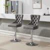 Streamdale Furniture Streamdale Chrome Swivel Velvet Barstools, Adjustable Height, Tufted, Gray (set Of 2)