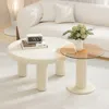 Streamdale Furniture Streamdale Circular Beige Cream Coffee Table Set Easy Assembly For Living Room