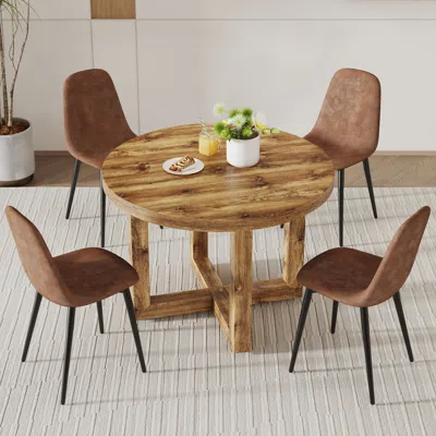 Streamdale Furniture Streamdale Circular Dining Table Set With 4 Chairs