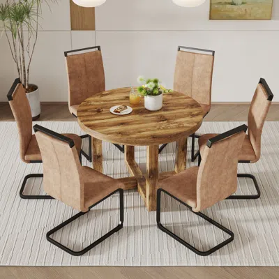Streamdale Furniture Streamdale Circular Dining Table With 6 High Back Chairs