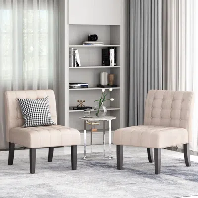 Streamdale Furniture Streamdale Classic Accent Chair Set With Button-tufted Design In Neutral