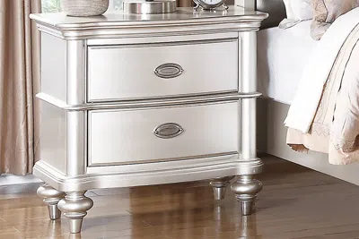 Streamdale Furniture Streamdale Classic Bedroom Elegant Nightstand Finish Or Silver 2-drawers