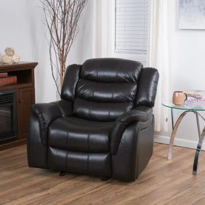 Streamdale Furniture Streamdale Classic Black Berry Pu Glider Recliner