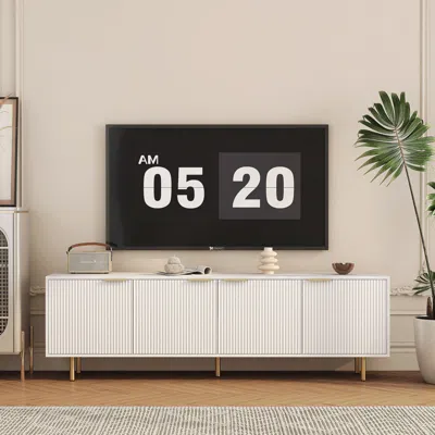 Streamdale Furniture Streamdale Classic Grooved Tv Cabinet With Stylish White Texture And Ample Storage