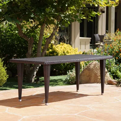 Streamdale Furniture Streamdale Classic Iron & Wicker Outdoor Dining Table For 7