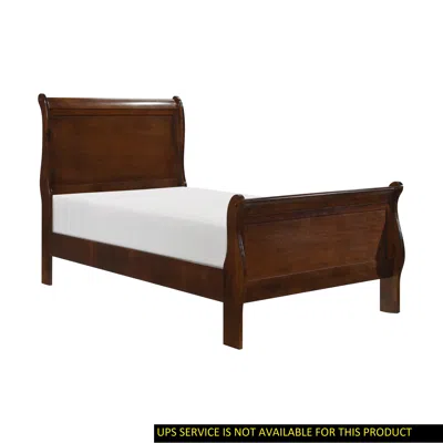 Streamdale Furniture Streamdale Classic Louis Philipe Style Twin Size Bed Brown Cherry Finish 1
