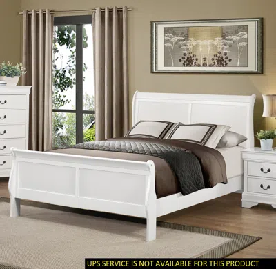 Streamdale Furniture Streamdale Classic Louis Philipe Style White Full Size Bed 1 Piece Traditional