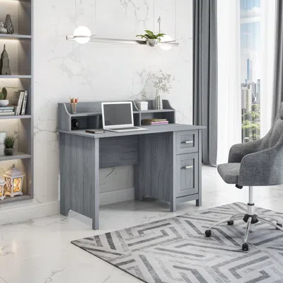 Streamdale Furniture Streamdale Classic Office Desk With Storage In Gray