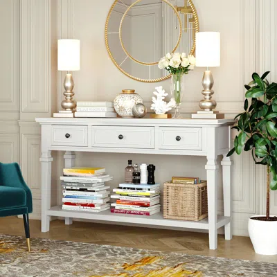 Streamdale Furniture Streamdale Classic Retro Style Console Table With Three Top Drawers And Open