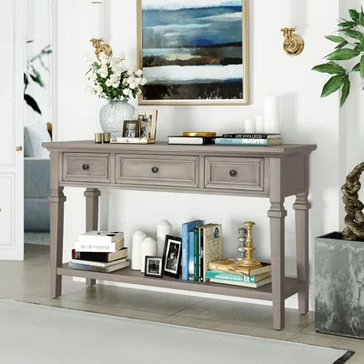 Streamdale Furniture Streamdale Classic Retro Style Console Table With Three Top Drawers And Open