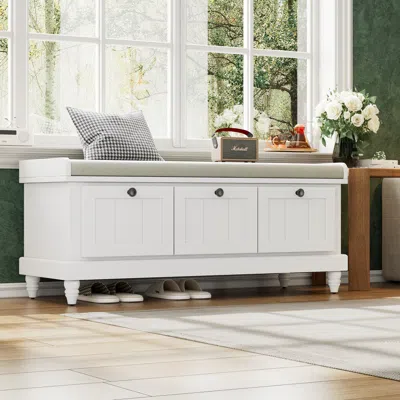 Streamdale Furniture Streamdale Classic Storage Bench With Cushioned Seat And Three Drawers For Entryway And Living Room 