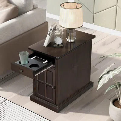 Streamdale Furniture Streamdale Classic Vintage Livingroom End Table Side Table With Usb Ports And One Multifunctional Dr