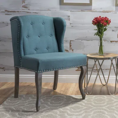 Streamdale Furniture Streamdale Classic Wingback Chair With Stylish Buttons And Studded Accents In Green