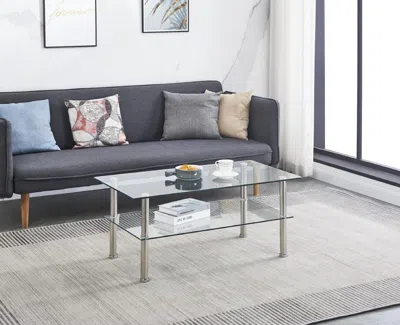 Streamdale Furniture Streamdale Clear Clear Glass Coffee Table In Neutral