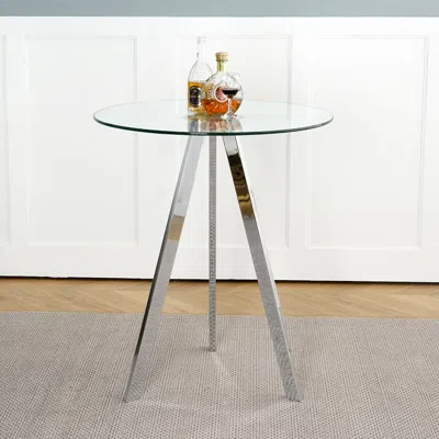 Streamdale Furniture Streamdale Clear Glass Round Bar Table, Metal Legs